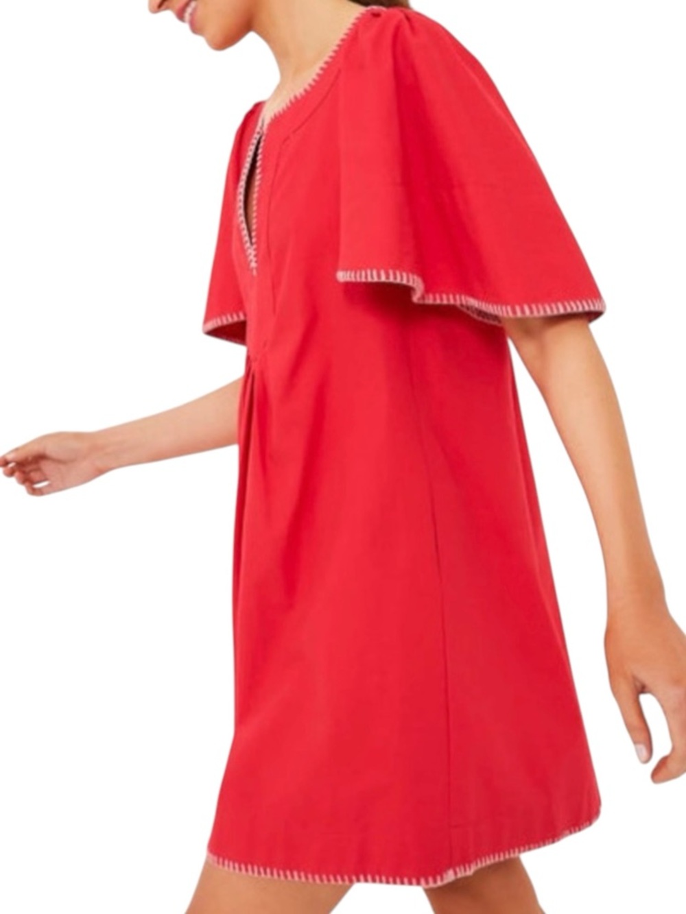 Magaschoni Poppy Stitch Finley Flutter Sleeve linen Dress size M - Picture 9 of 15